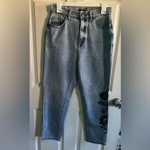 Blue Jeans with Floral Design